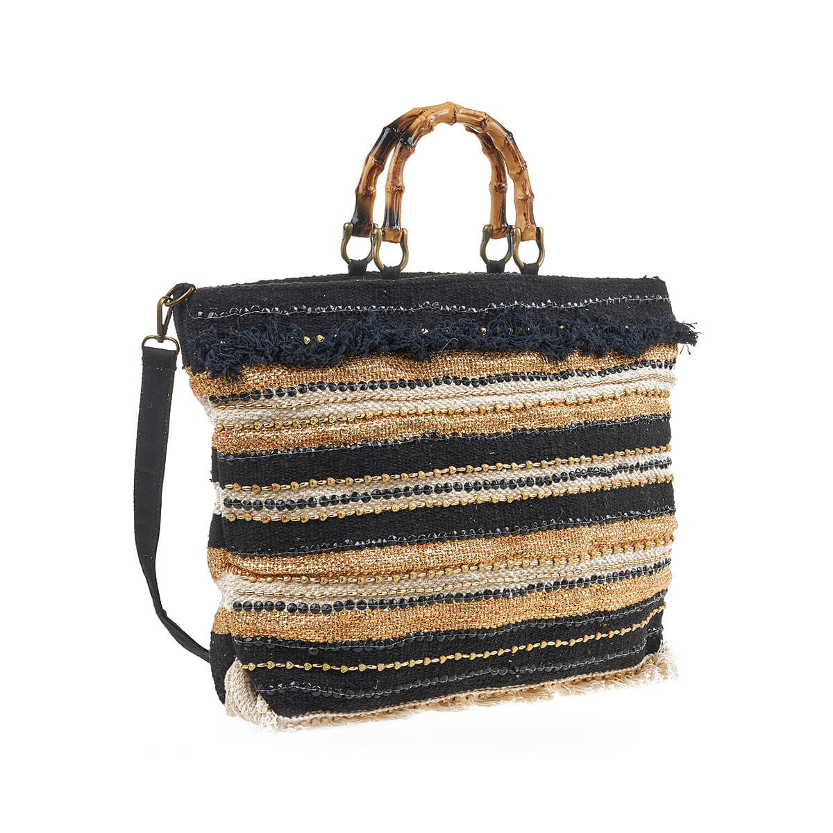 Verde Γυναικεία Τσάντα θαλάσσης 14-0277 Βαμβακερή Μαύρο