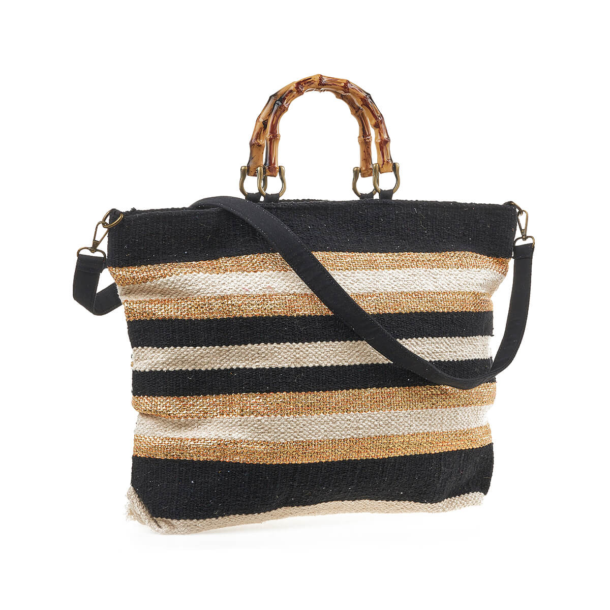 Verde Γυναικεία Τσάντα θαλάσσης 14-0277 Βαμβακερή Μαύρο