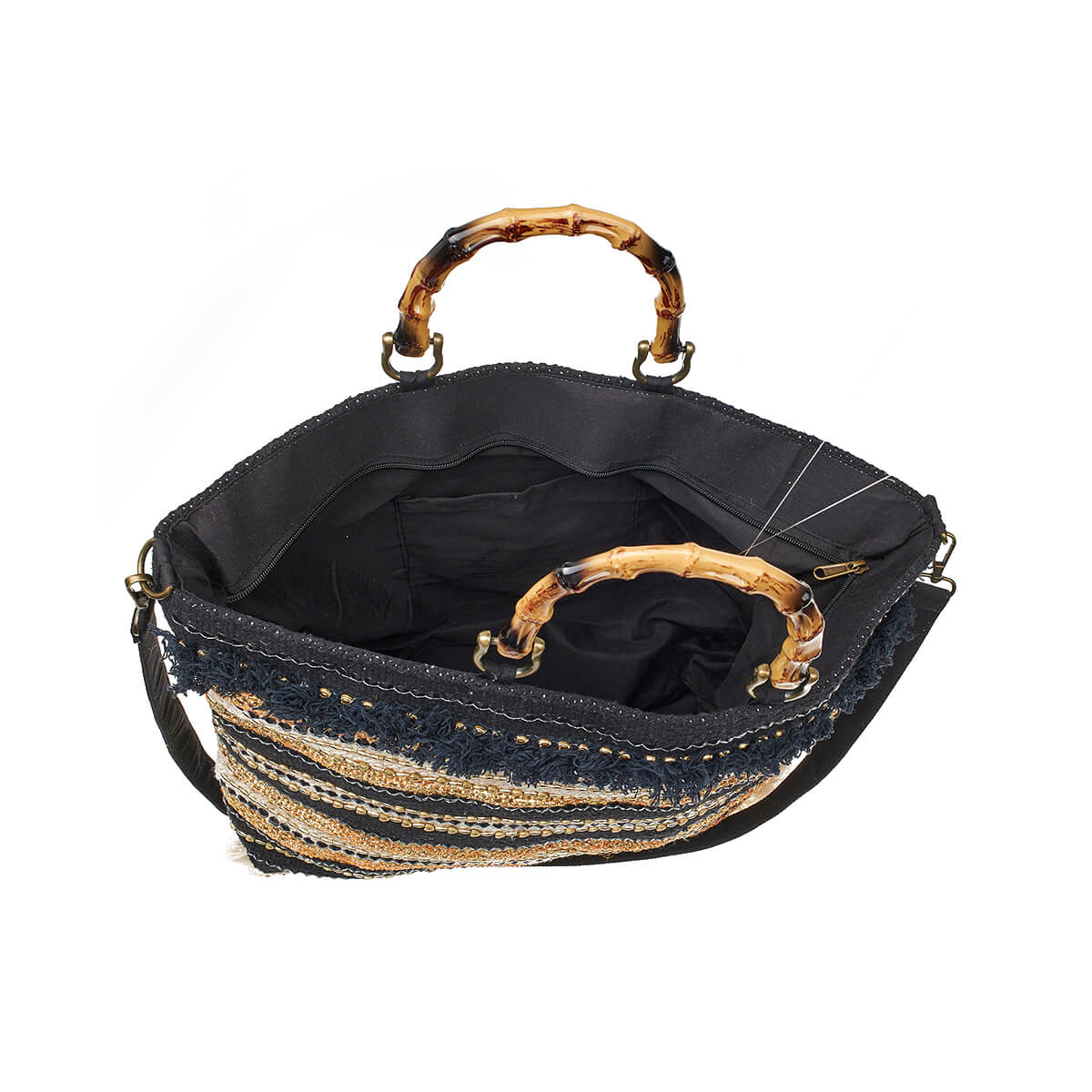 Verde Γυναικεία Τσάντα θαλάσσης 14-0277 Βαμβακερή Μαύρο