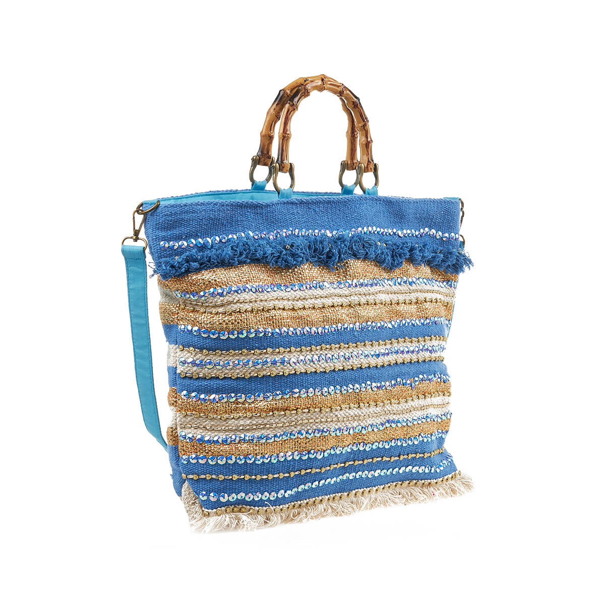 Verde Γυναικεία Τσάντα θαλάσσης 14-0277 Βαμβακερή Μπλε Verde Γυναικεία Τσάντα θαλάσσης 14-0277 Βαμβακερή Μπλε