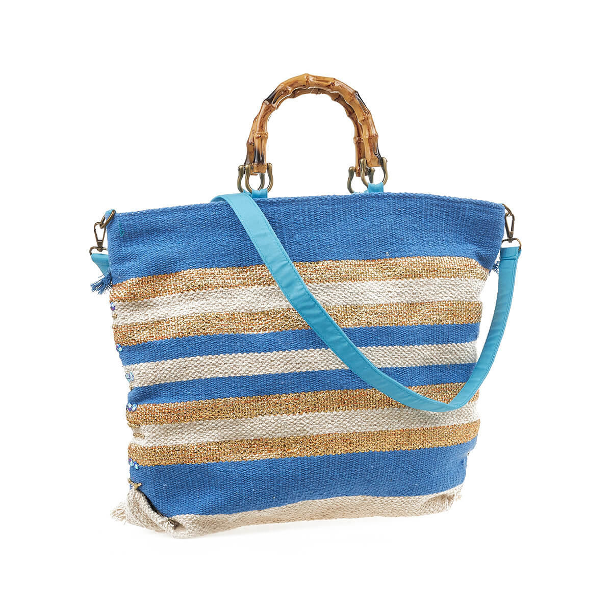 Verde Γυναικεία Τσάντα θαλάσσης 14-0277 Βαμβακερή Μπλε Verde Γυναικεία Τσάντα θαλάσσης 14-0277 Βαμβακερή Μπλε