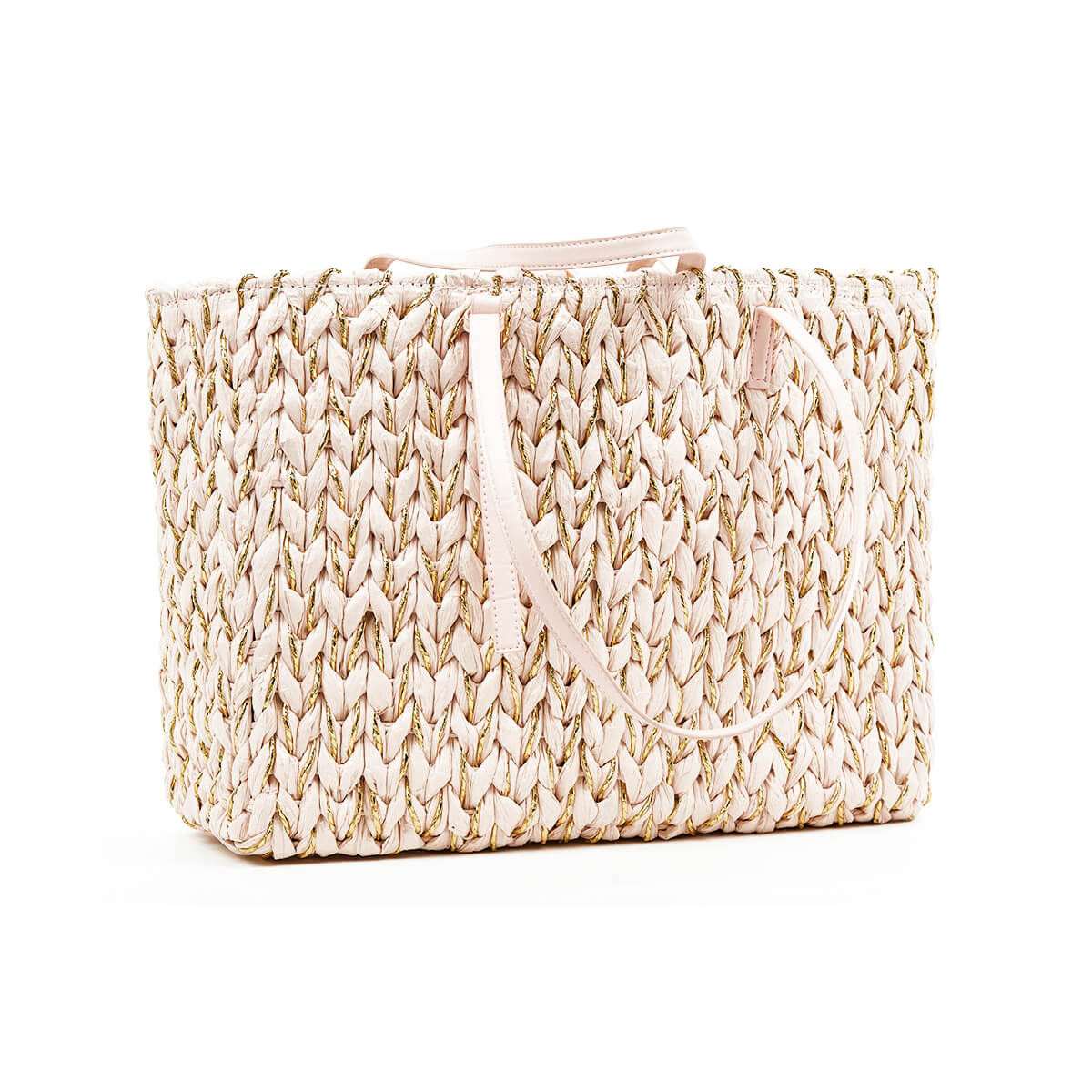 Verde Γυναικεία Τσάντα θαλάσσης 14-0285 Ψάθινη Ροζ