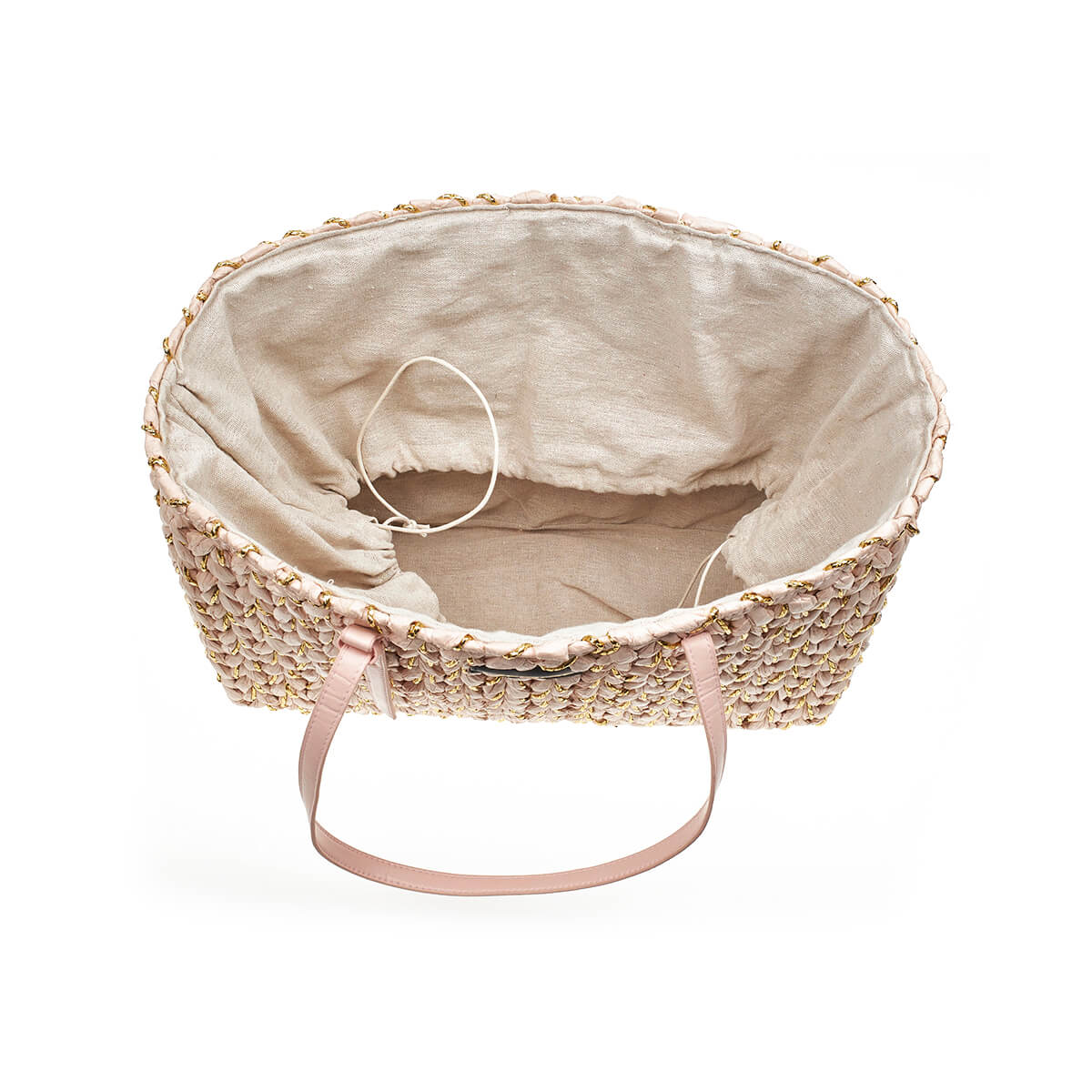 Verde Γυναικεία Τσάντα θαλάσσης 14-0285 Ψάθινη Ροζ