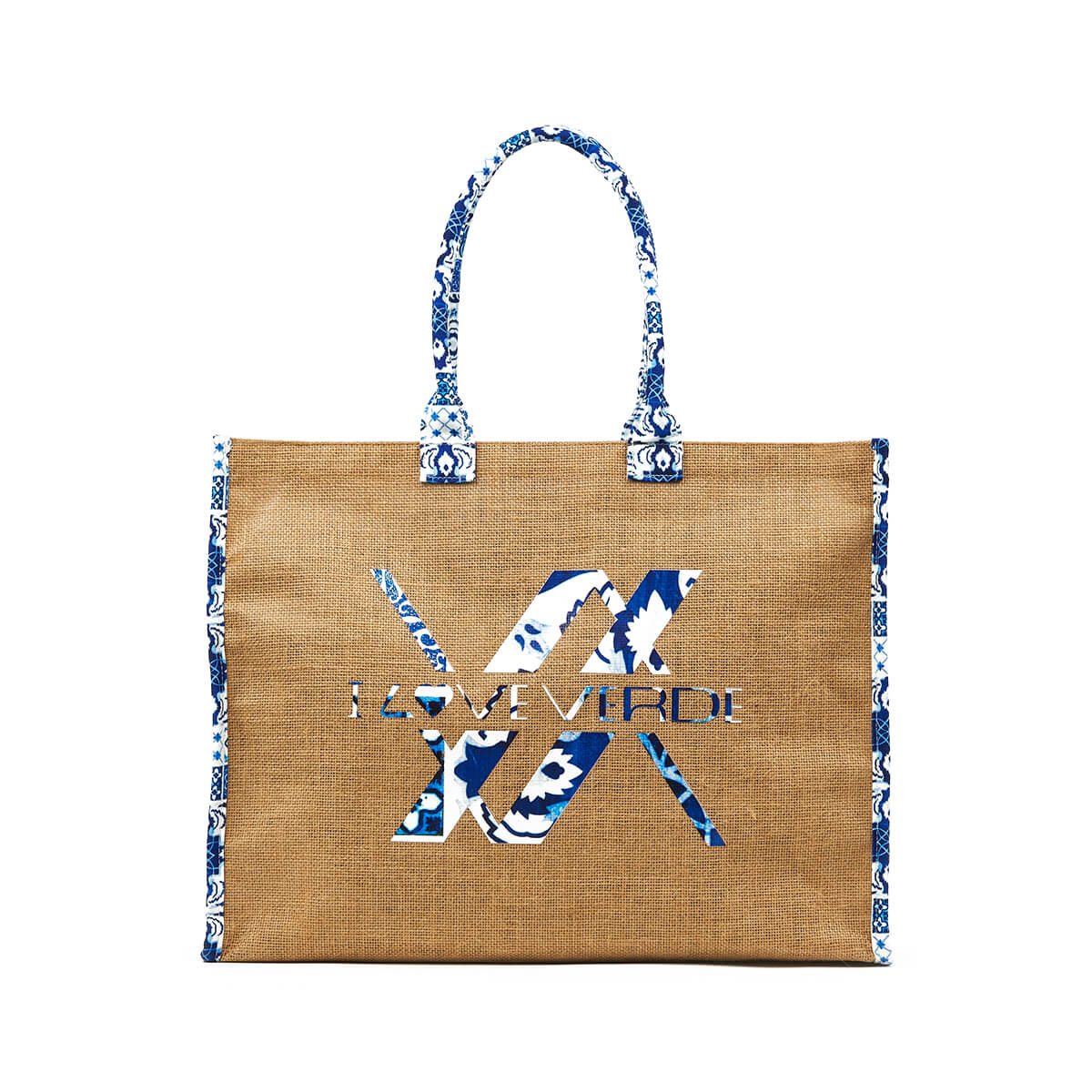 Verde Γυναικεία Τσάντα θαλάσσης 14-0291 Γιούτα Μπεζ