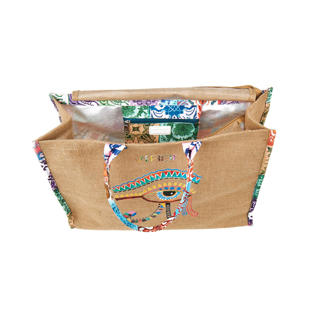 Verde Γυναικεία Τσάντα θαλάσσης 14-0292 Γιούτα Μπεζ