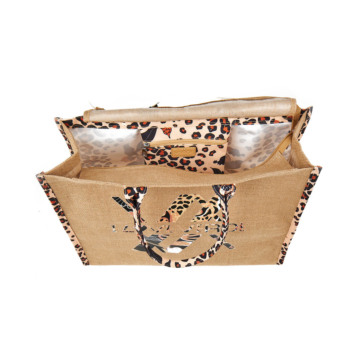 Verde Γυναικεία Τσάντα θαλάσσης 14-0293 Γιούτα Καμηλό