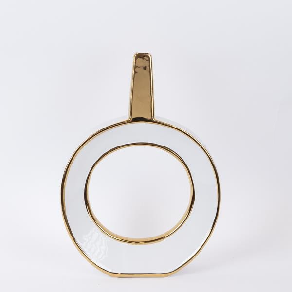 ΒΑΖΟ ΚΕΡΑΜΙΚΟ ΛΕΥΚΟ – ΧΡΥΣΟ 27x16x38cm