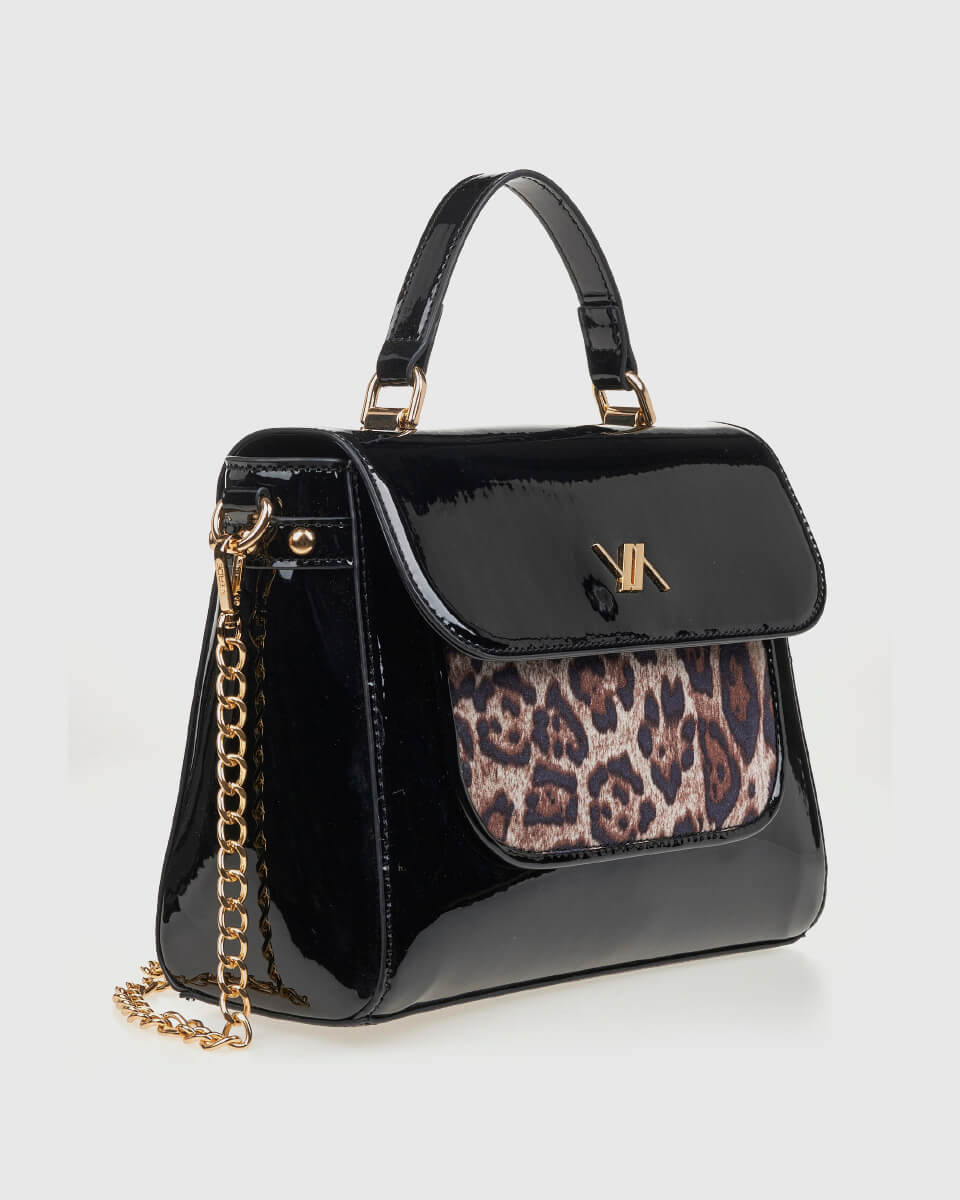 VERDE ΓΥΝΑΙΚΕΙΑ ΤΣΑΝΤΑ ΧΕΙΡΟΣ 16-0008138  ANIMAL PRINT ΜΑΥΡΟ