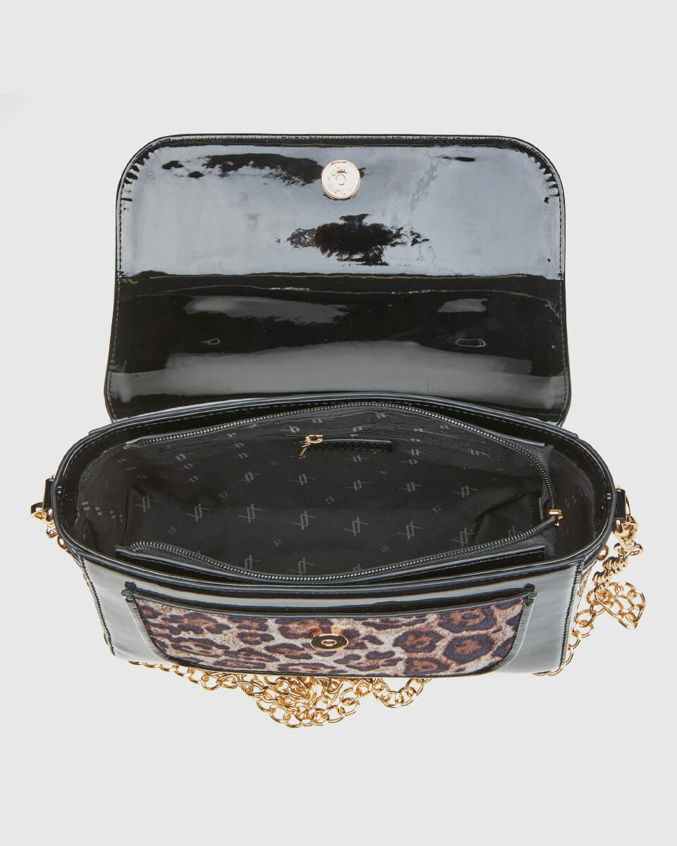 VERDE ΓΥΝΑΙΚΕΙΑ ΤΣΑΝΤΑ ΧΕΙΡΟΣ 16-0008138  ANIMAL PRINT ΜΑΥΡΟ