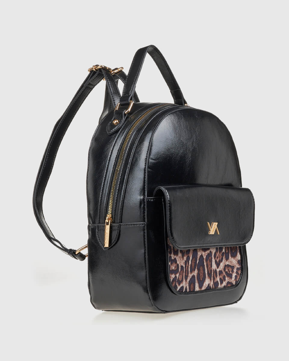 VERDE ΓΥΝΑΙΚΕΙΟ ΣΑΚΙΔΙΟ ΠΛΑΤΗΣ 16-0008140 ANIMAL PRINT ΜΑΥΡΟ