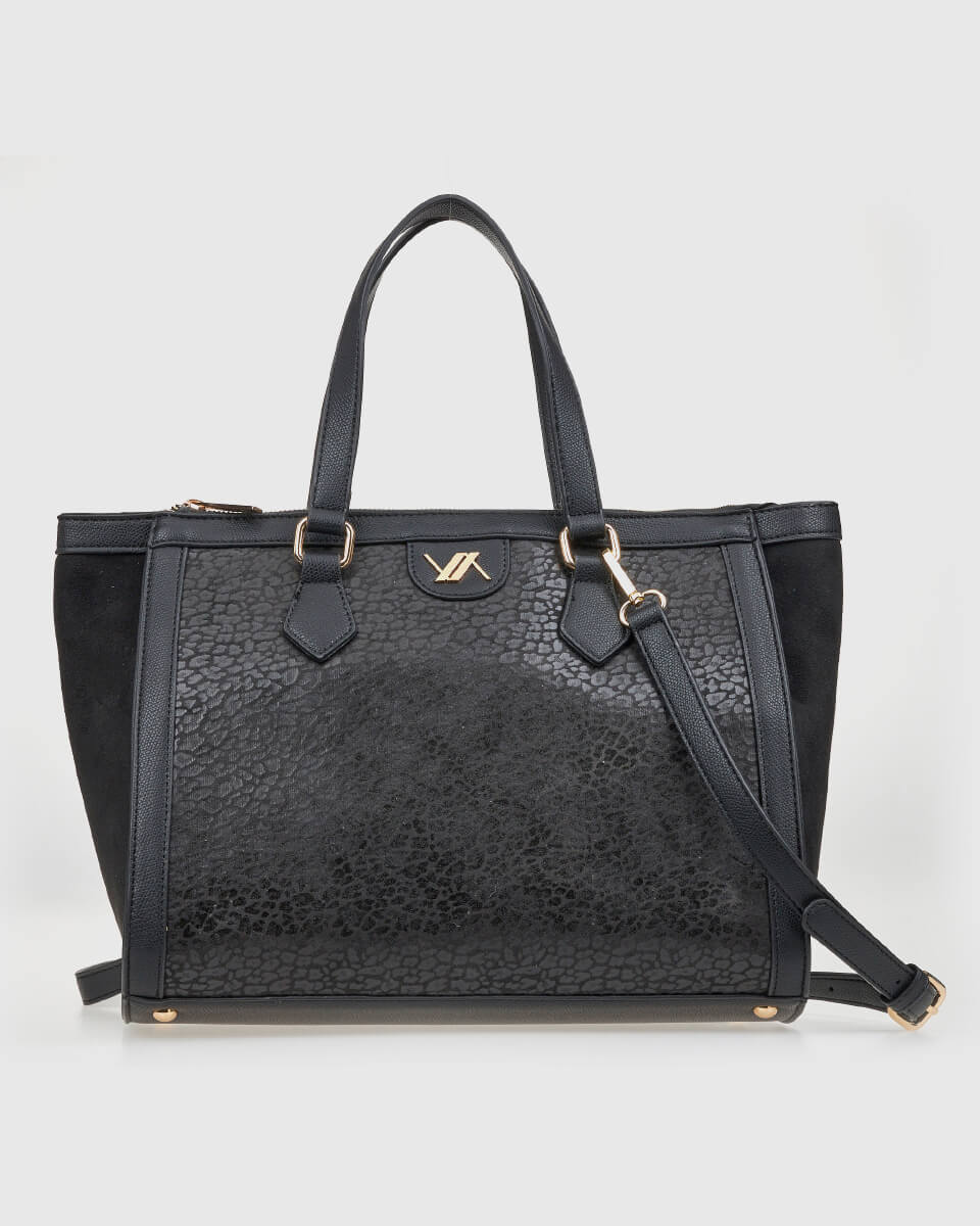 VERDE ΓΥΝΑΙΚΕΙΑ ΤΣΑΝΤΑ ΧΕΙΡΟΣ 16-0008174  ANIMAL PRINT ΜΑΥΡΟ