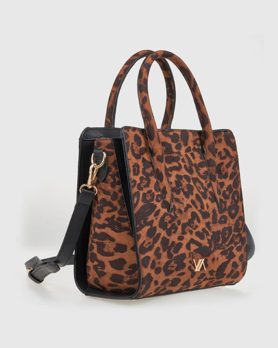 VERDE ΓΥΝΑΙΚΕΙΑ ΤΣΑΝΤΑ ΧΕΙΡΟΣ 16-0008296  ANIMAL PRINT ΚΑΦΕ