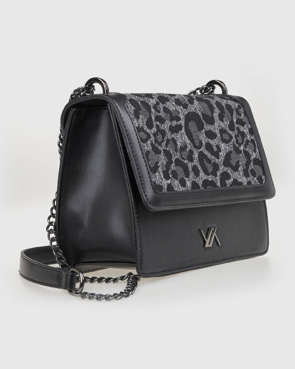 VERDE ΓΥΝΑΙΚΕΙΑ ΤΣΑΝΤΑ ΩΜΟΥ 16-0008310  ANIMAL PRINT ΜΑΥΡΟ