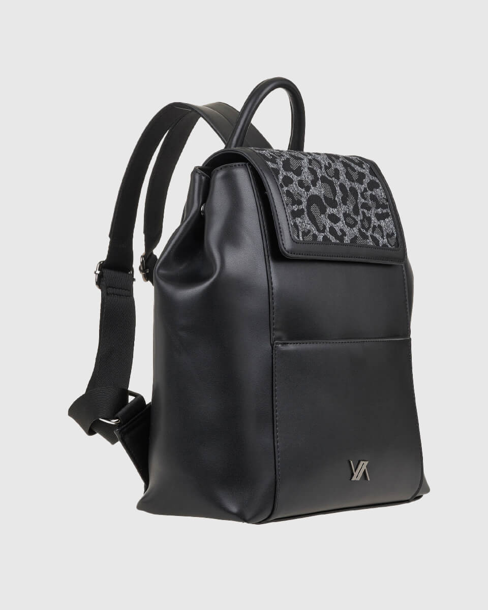 VERDE ΓΥΝΑΙΚΕΙΟ ΣΑΚΙΔΙΟ ΠΛΑΤΗΣ 16-0008311  ANIMAL PRINT ΜΑΥΡΟ