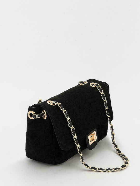 Verde Γυναικεία Τσάντα Suede Χιαστί 16-5623 μαύρο