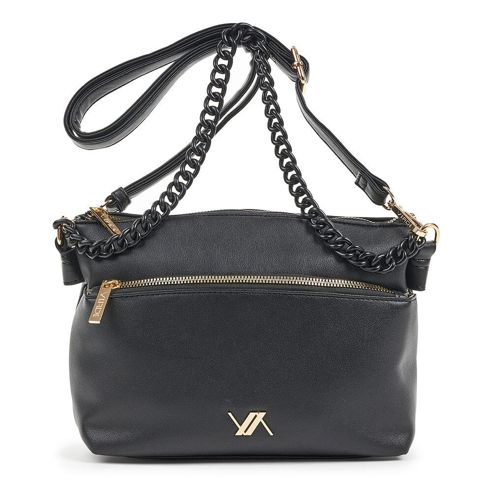 Verde Γυναικεία Τσάντα Χιαστί 16-6740 Μαύρο