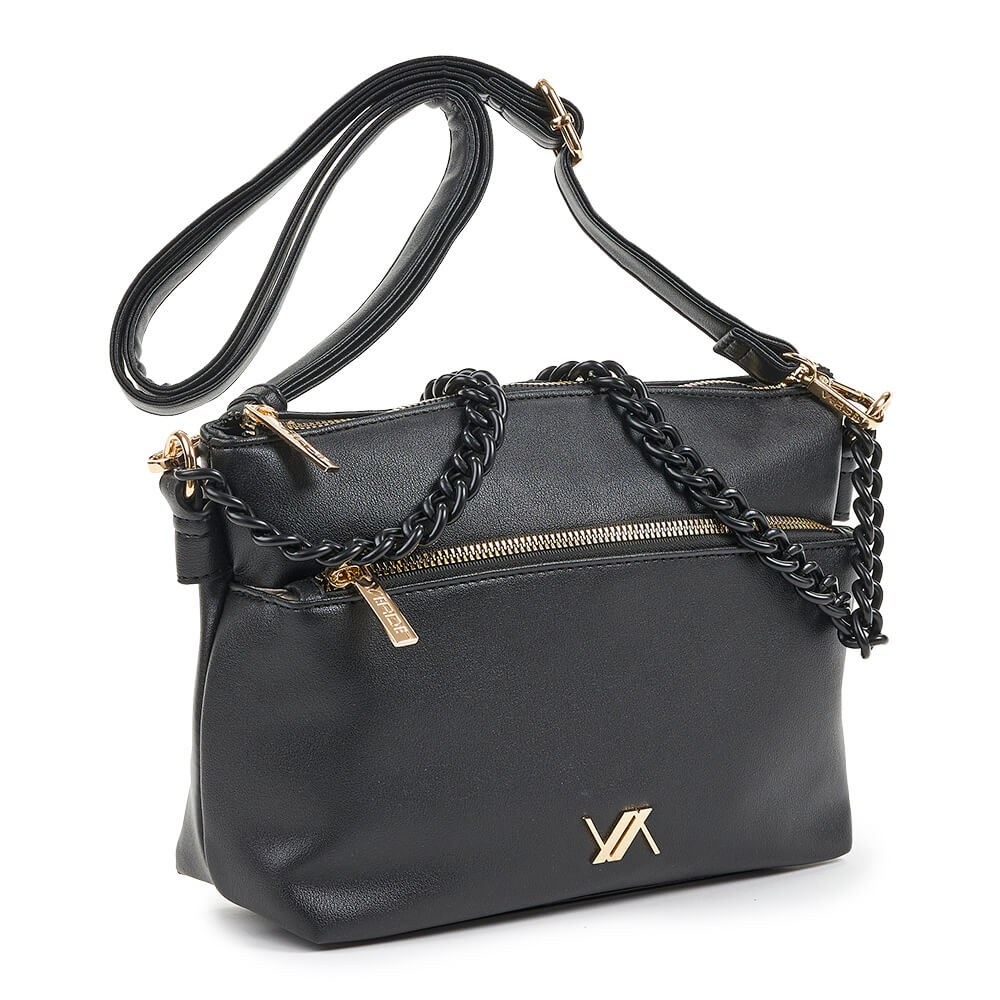 Verde Γυναικεία Τσάντα Χιαστί 16-6740 Μαύρο