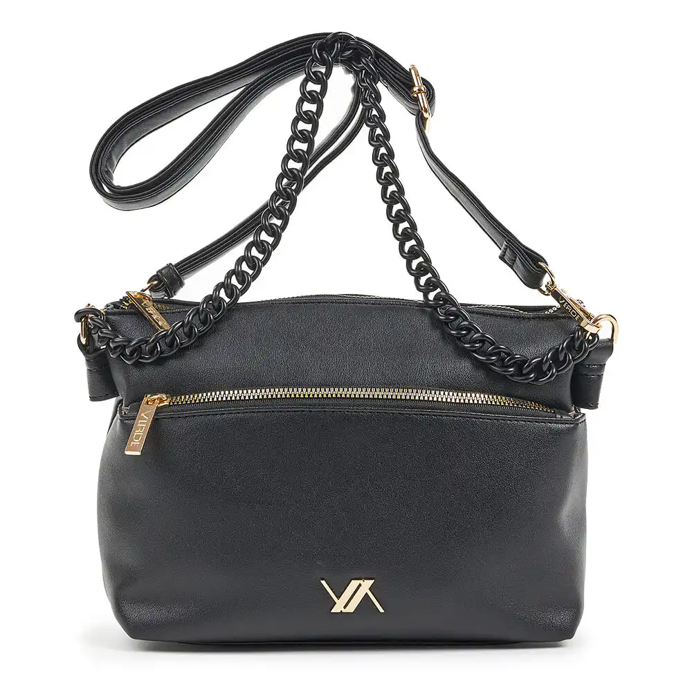 Verde Γυναικεία Τσάντα Χιαστί 16-6740 Μαύρο