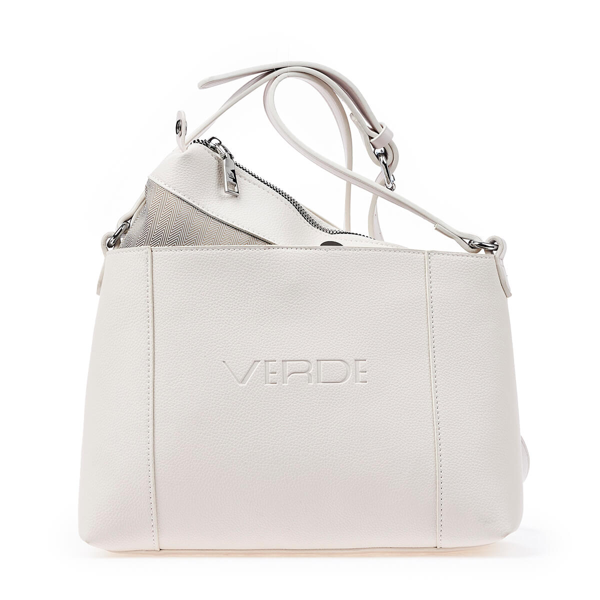 Verde Γυναικεία Τσάντα Χιαστί 16-6752 Εκρού