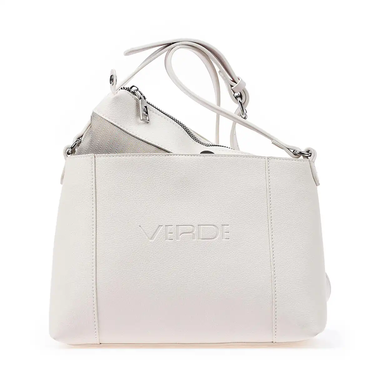 Verde Γυναικεία Τσάντα Χιαστί 16-6752 Εκρού