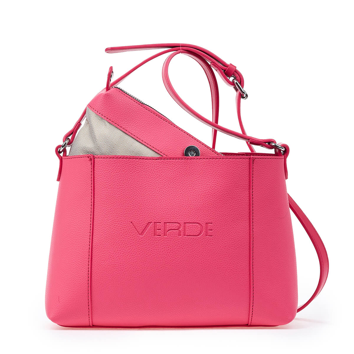 Verde Γυναικεία Τσάντα Χιαστί 16-6752 Φούξια
