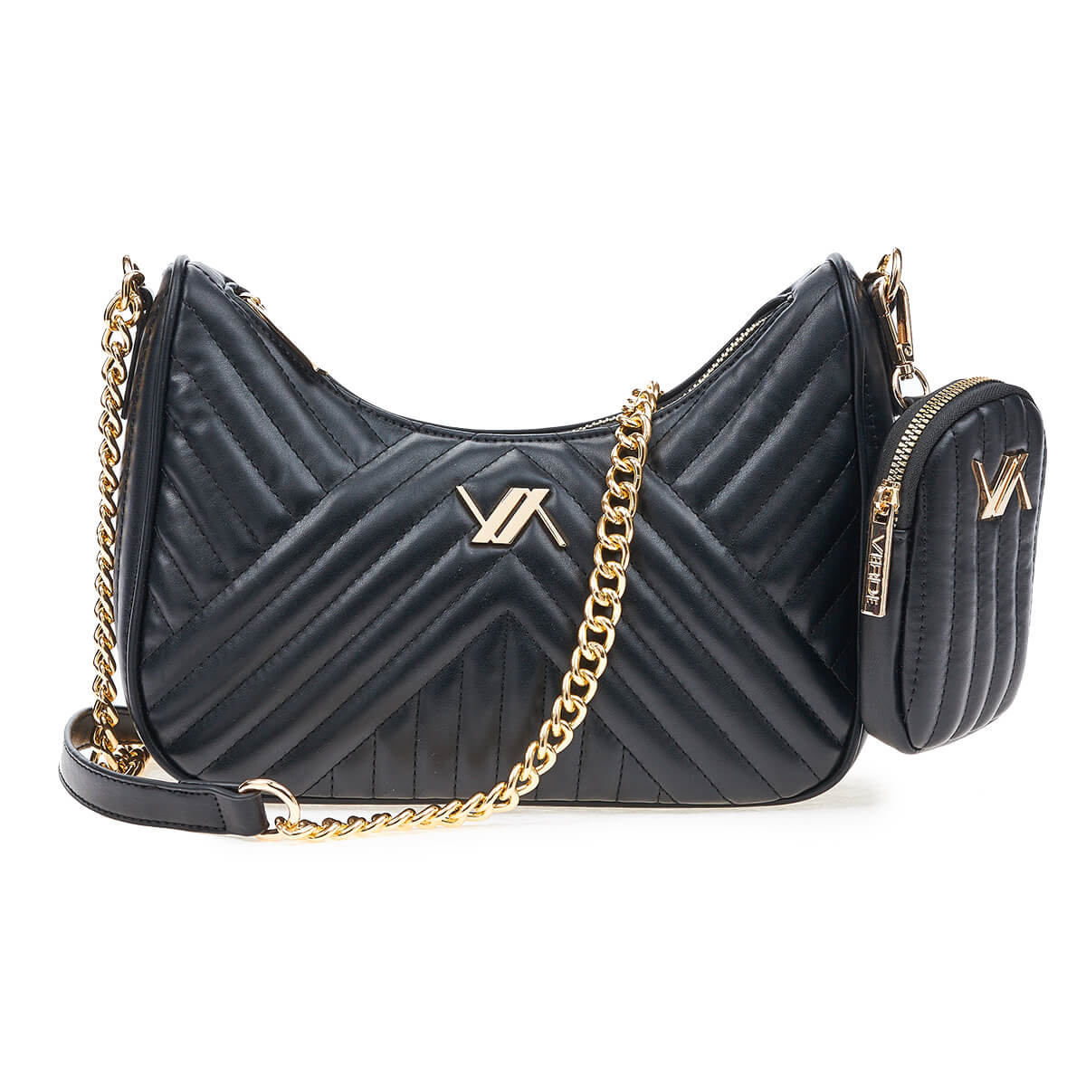 Verde Γυναικεία Τσάντα Χιαστί 16-6846 Μαύρο