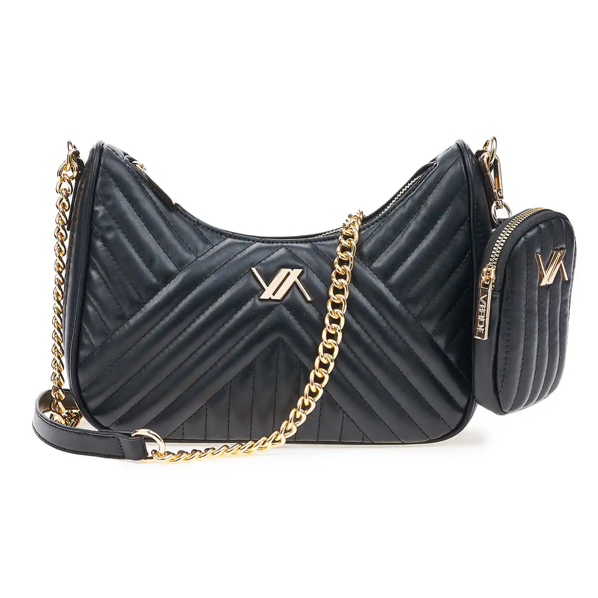 Verde Γυναικεία Τσάντα Χιαστί 16-6846 Μαύρο