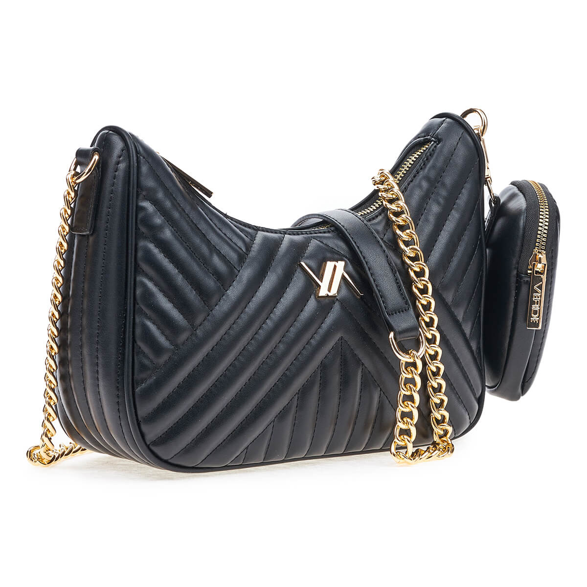 Verde Γυναικεία Τσάντα Χιαστί 16-6846 Μαύρο