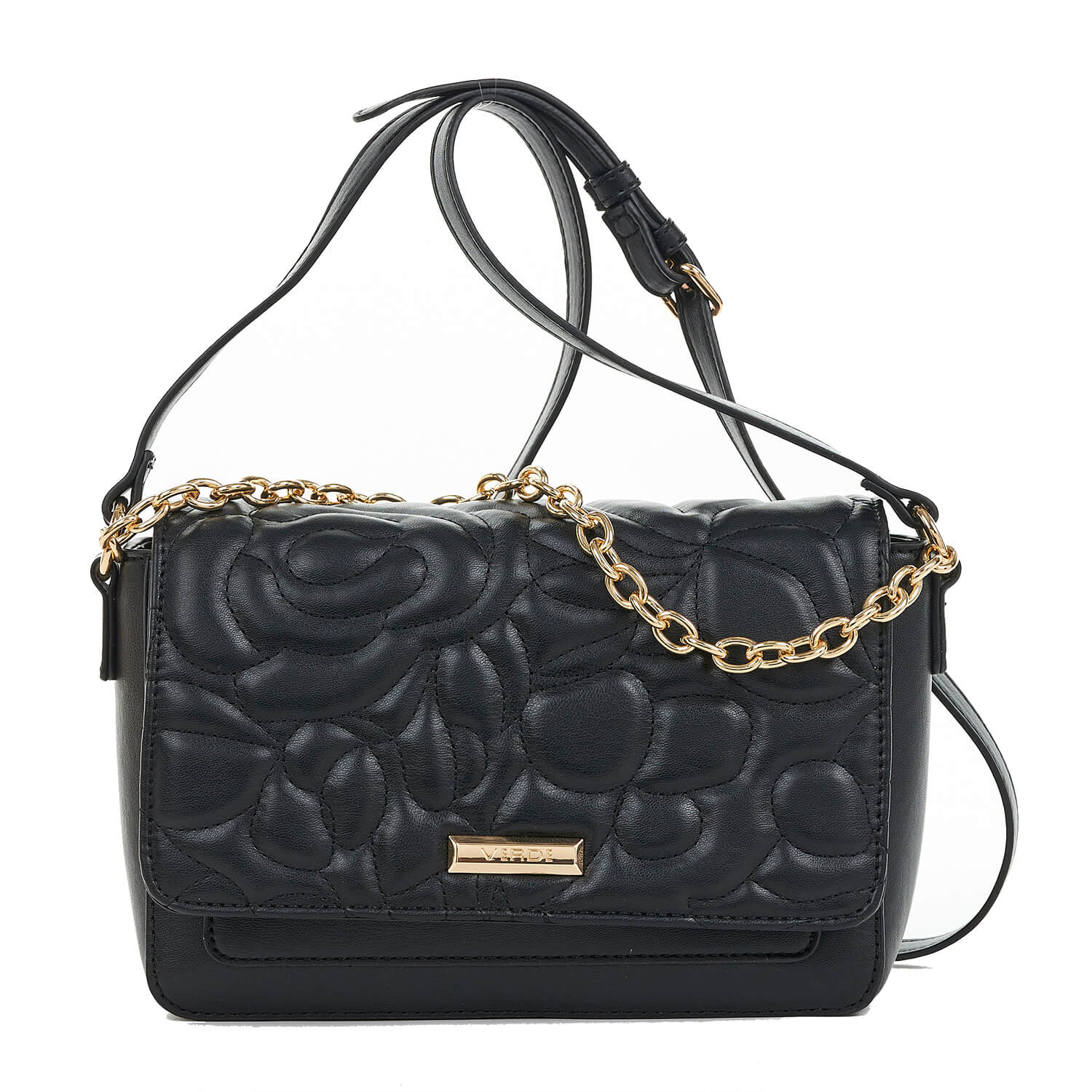 Verde Γυναικεία Τσάντα Χιαστί 16-6884 Μαύρο