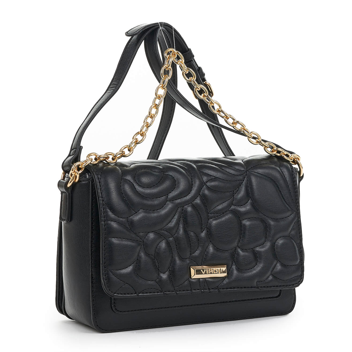 Verde Γυναικεία Τσάντα Χιαστί 16-6884 Μαύρο