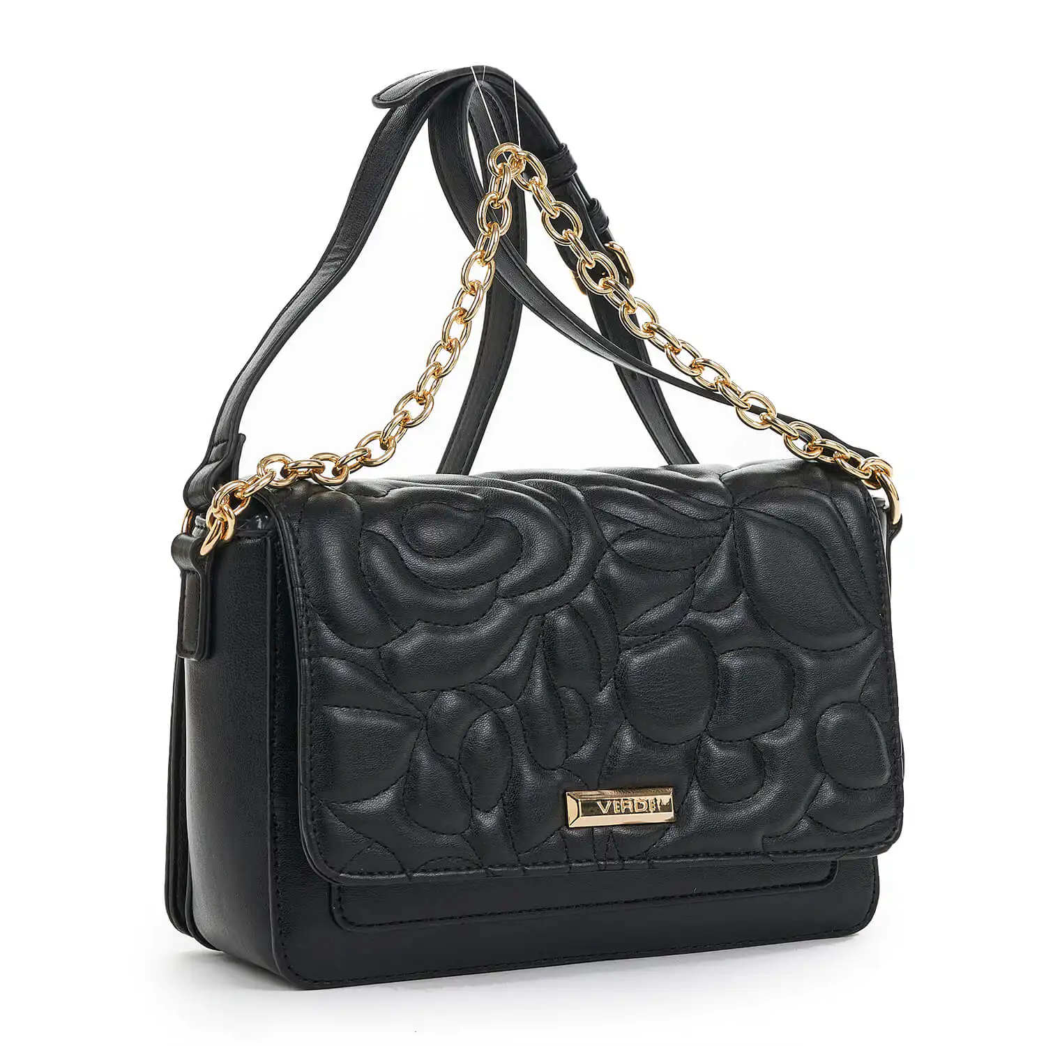 Verde Γυναικεία Τσάντα Χιαστί 16-6884 Μαύρο