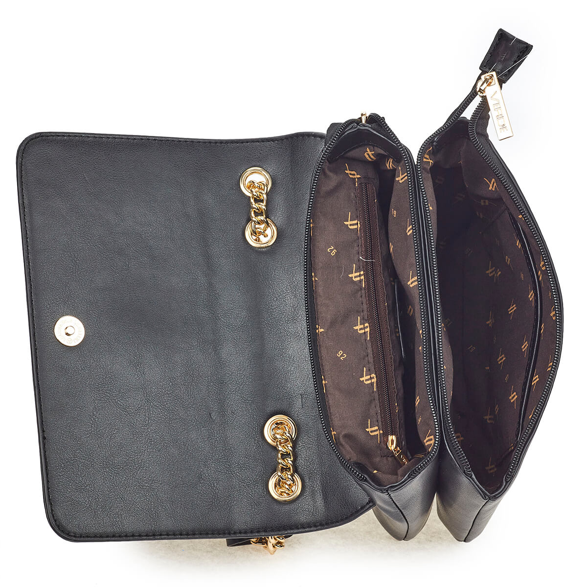 Verde Γυναικεία Τσάντα Χιαστί 16-6908 Μαύρο