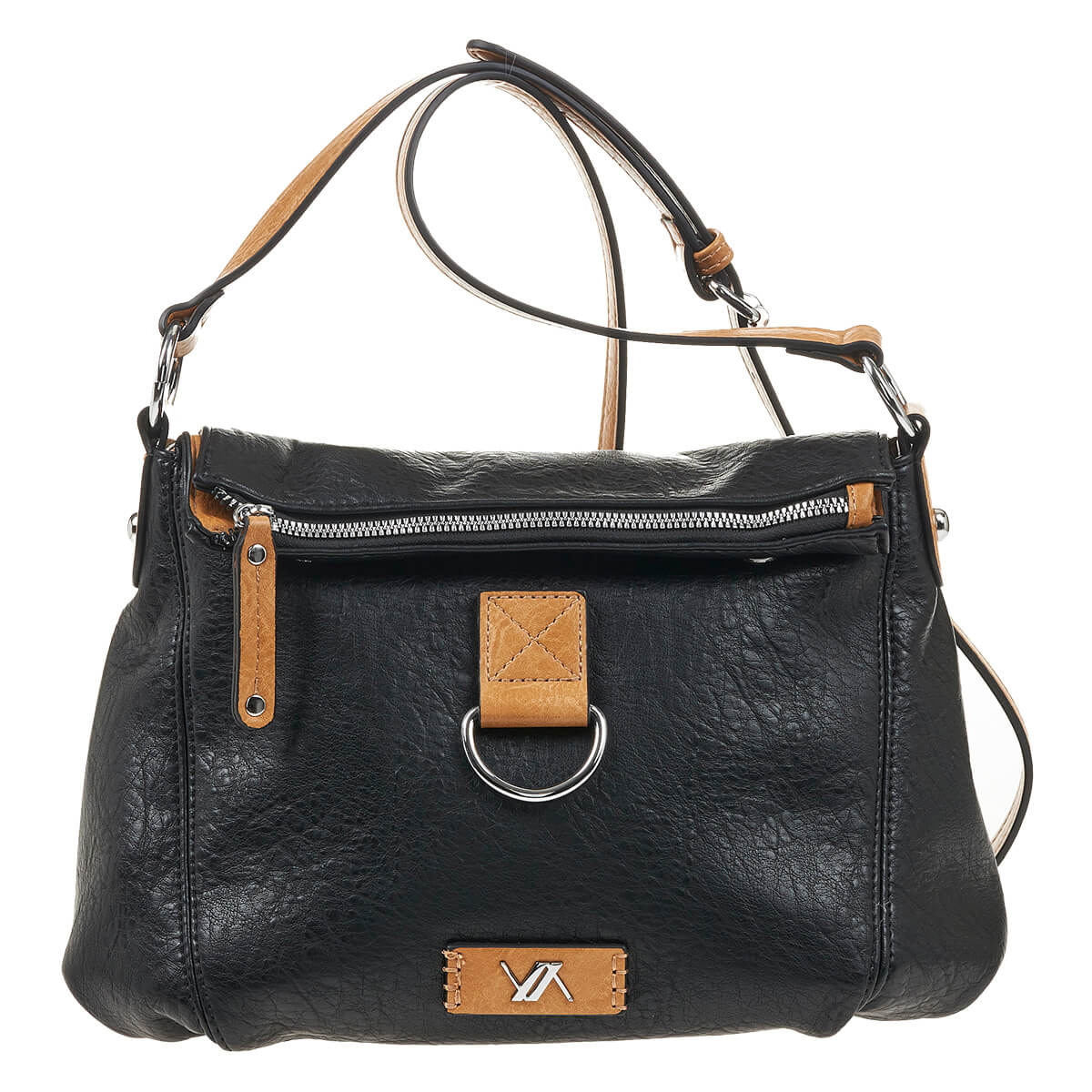 Verde Γυναικεία Τσάντα Χιαστί 16-6925 Μαύρο