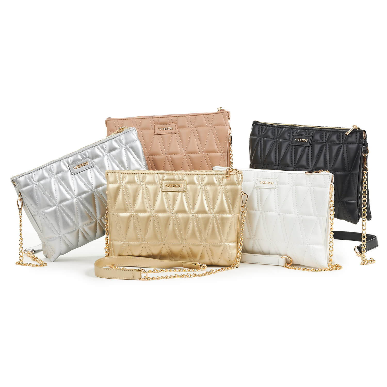 Verde Γυναικεία Τσάντα Χιαστί 16-6939 Ασημί