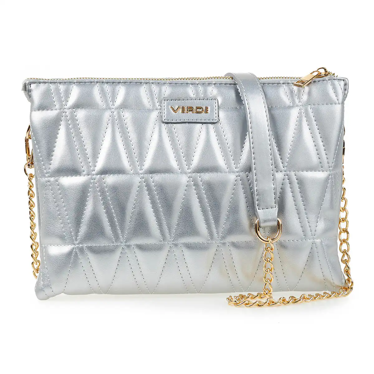 Verde Γυναικεία Τσάντα Χιαστί 16-6939 Ασημί