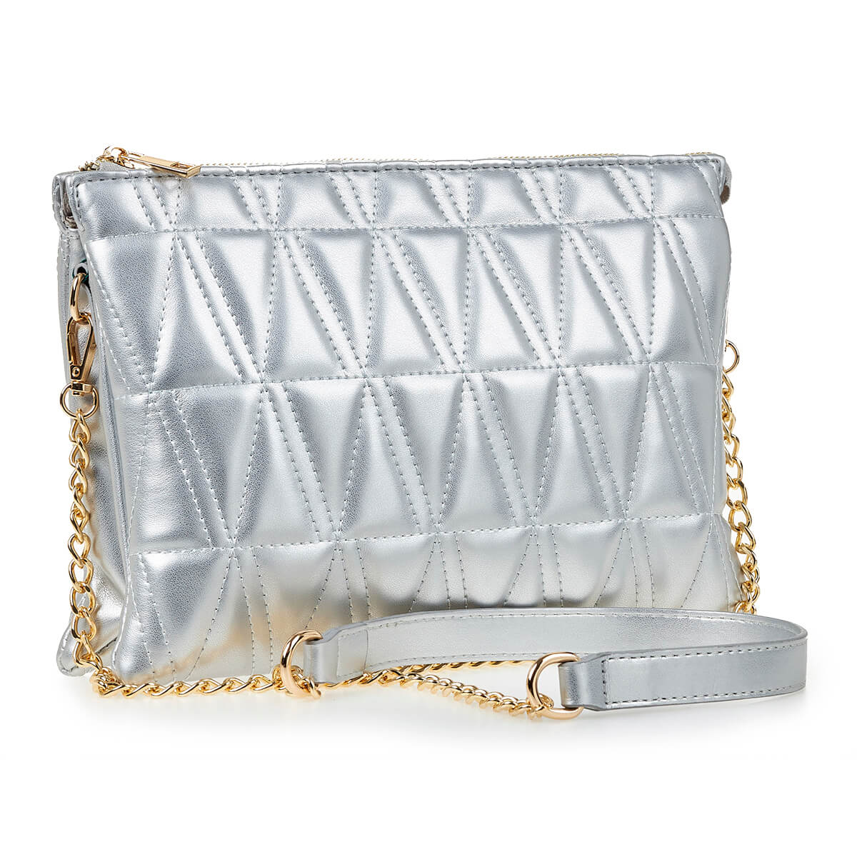 Verde Γυναικεία Τσάντα Χιαστί 16-6939 Ασημί