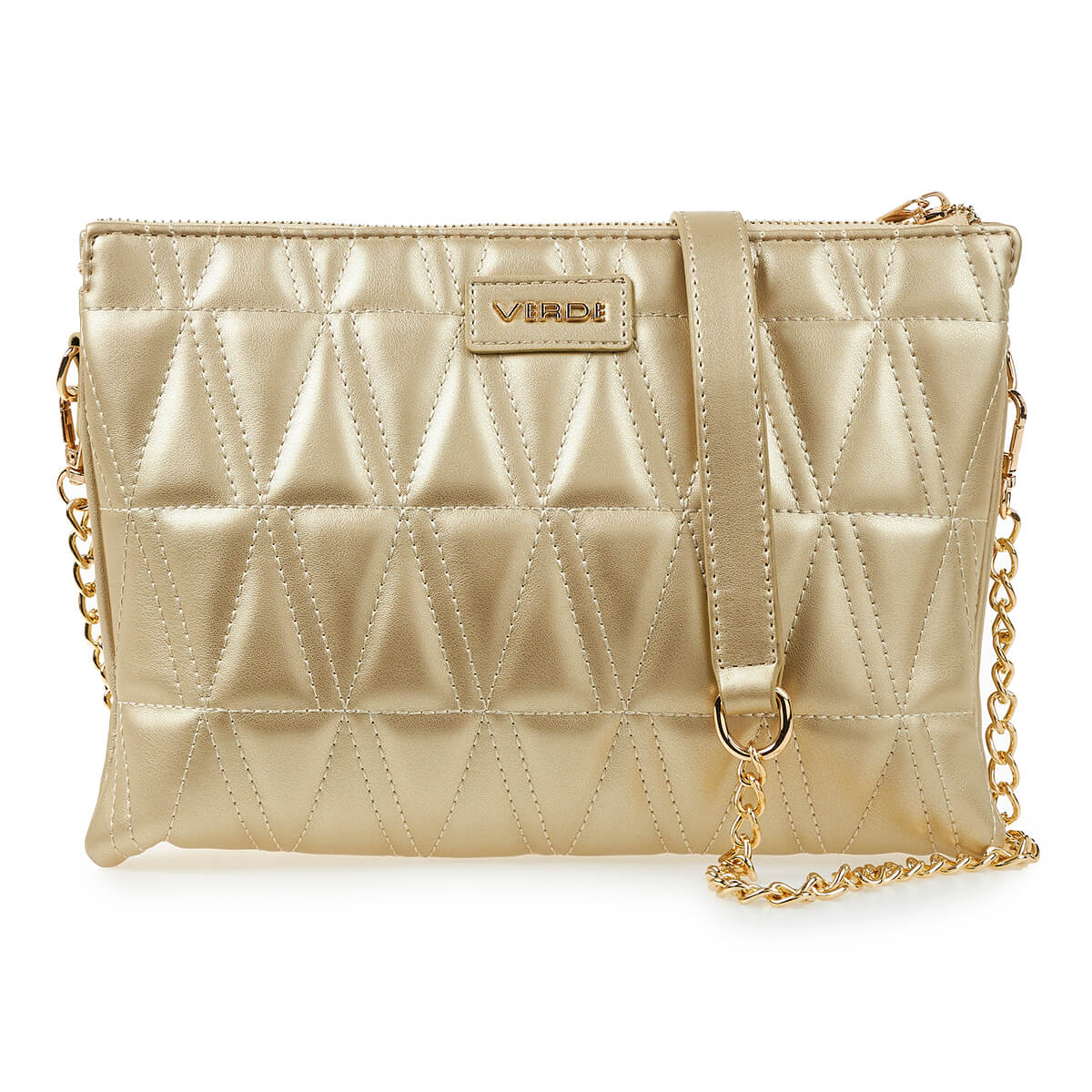 Verde Γυναικεία Τσάντα Χιαστί 16-6939 Ασημί