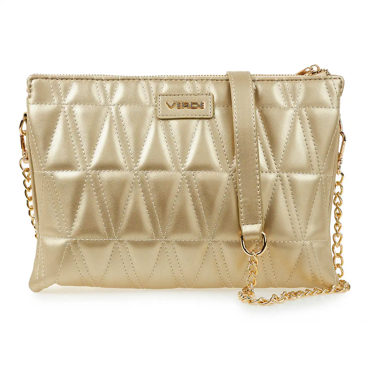 Verde Γυναικεία Τσάντα Χιαστί 16-6939 Ασημί