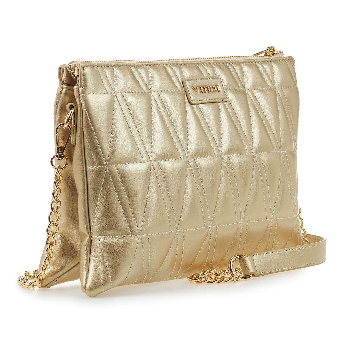 Verde Γυναικεία Τσάντα Χιαστί 16-6939 Ασημί