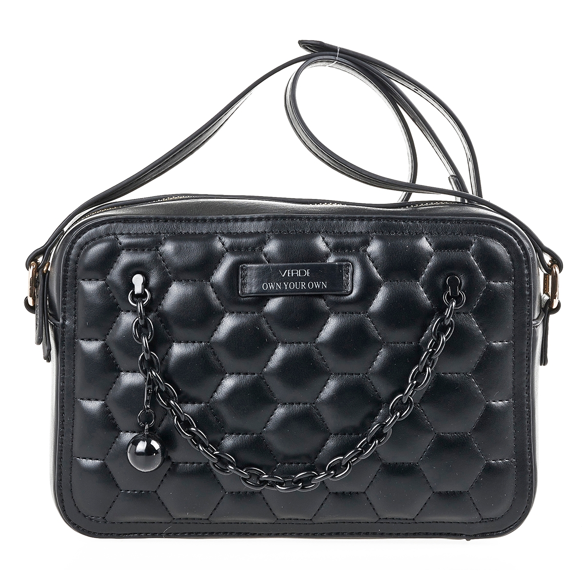 Verde Γυναικεία Τσάντα Χειρός-΄Ώμου 16-7053 Μαύρο