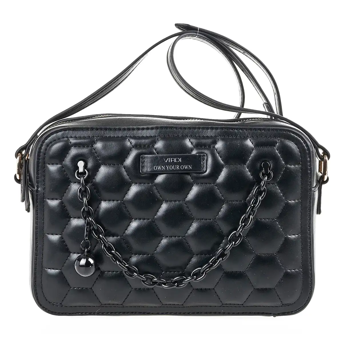 Verde Γυναικεία Τσάντα Χειρός-΄Ώμου 16-7053 Μαύρο