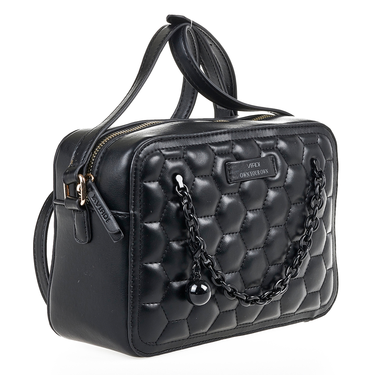 Verde Γυναικεία Τσάντα Χειρός-΄Ώμου 16-7053 Μαύρο