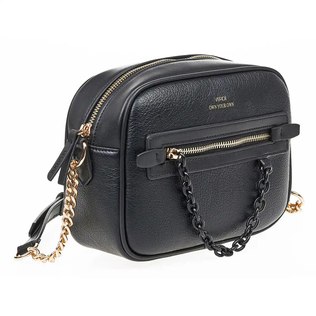 Verde Γυναικεία Τσάντα Χιαστί 16-7056 Μαύρο