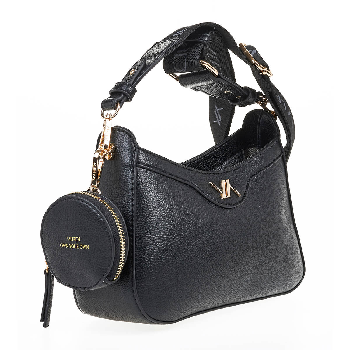 Verde Γυναικεία Τσάντα Χιαστί 16-7059 Μαύρο