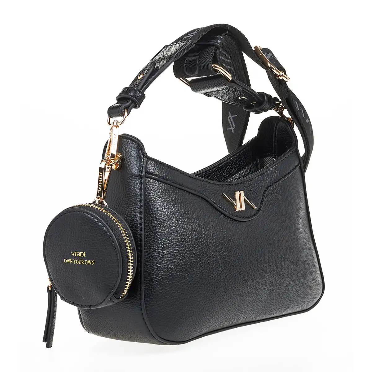 Verde Γυναικεία Τσάντα Χιαστί 16-7059 Μαύρο