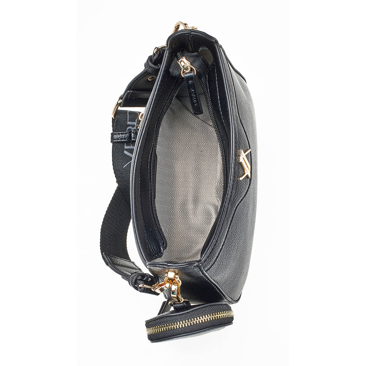 Verde Γυναικεία Τσάντα Χιαστί 16-7059 Μαύρο