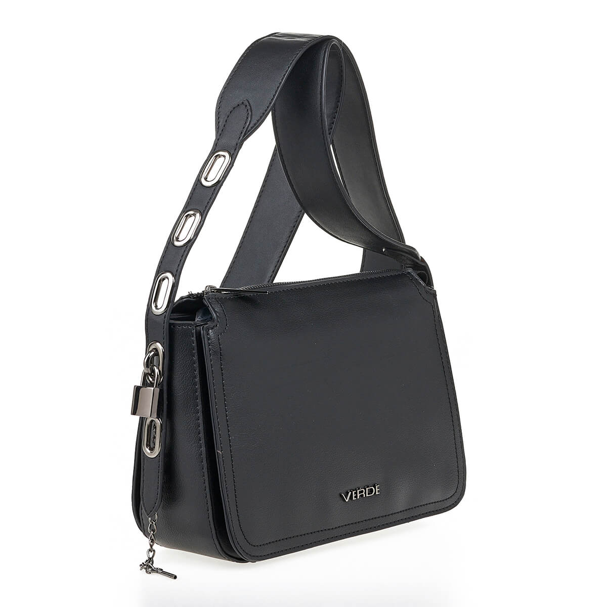 Verde Γυναικεία Τσάντα Ώμου 16-7066 Μαύρο