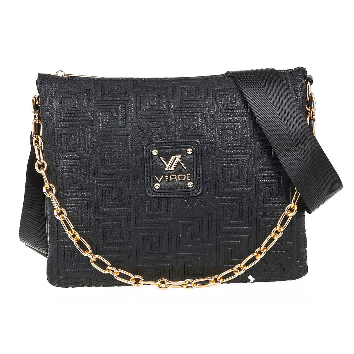 Verde Γυναικεία Τσάντα Χιαστί 16-7090 Μαύρο