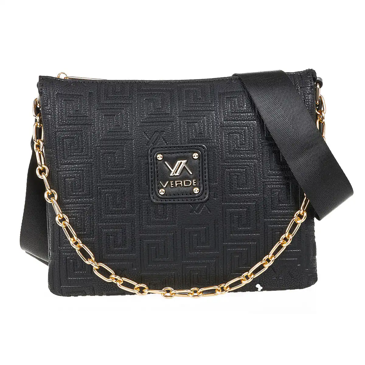 Verde Γυναικεία Τσάντα Χιαστί 16-7090 Μαύρο