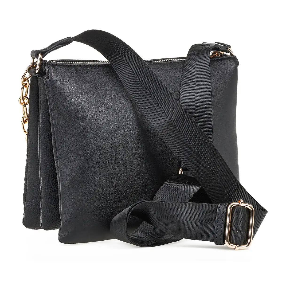 Verde Γυναικεία Τσάντα Χιαστί 16-7090 Μαύρο